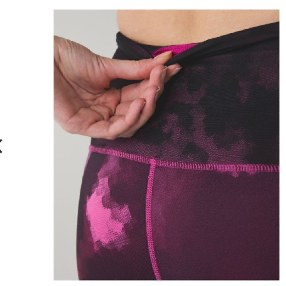 Lululemon Sweaty Endeavor Pink Fuschia Raspberry and Black Legging Size 6 - Picture 5 of 14